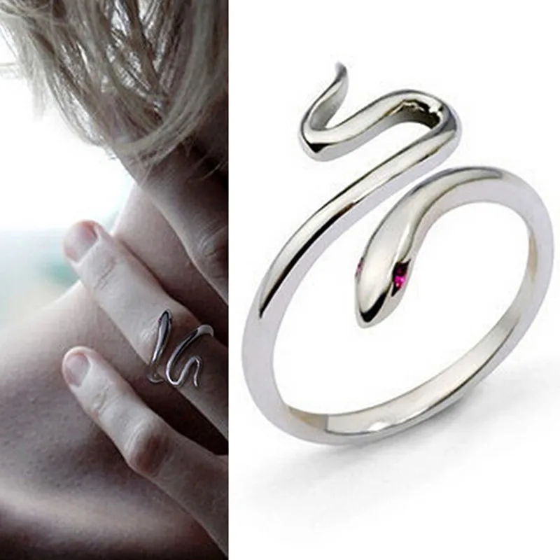 

1Pc Cool Open-end Rings Jewelry New Style Cute Fashion Snake Shape Plated Silver For Women
