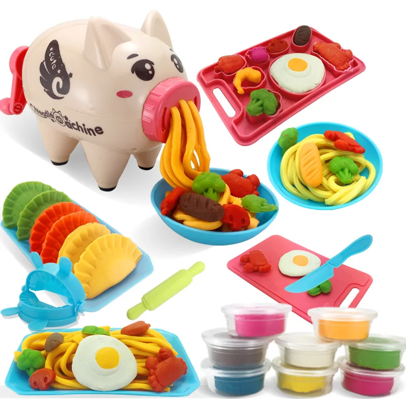 

Modeling Clay Pig Color Mud Machine DIY Realistic Noodle Maker Colored Clay Tool Set Kids Kawaii Kitchen Pretend Play Toys