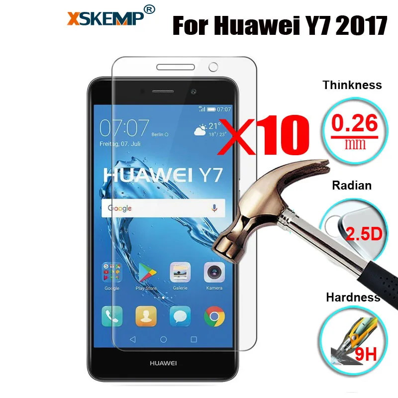 XSKEMP 10 шт./лот высокое качество 9 H жесткий 0 26 мм Защита экрана для Huawei Y7 2017