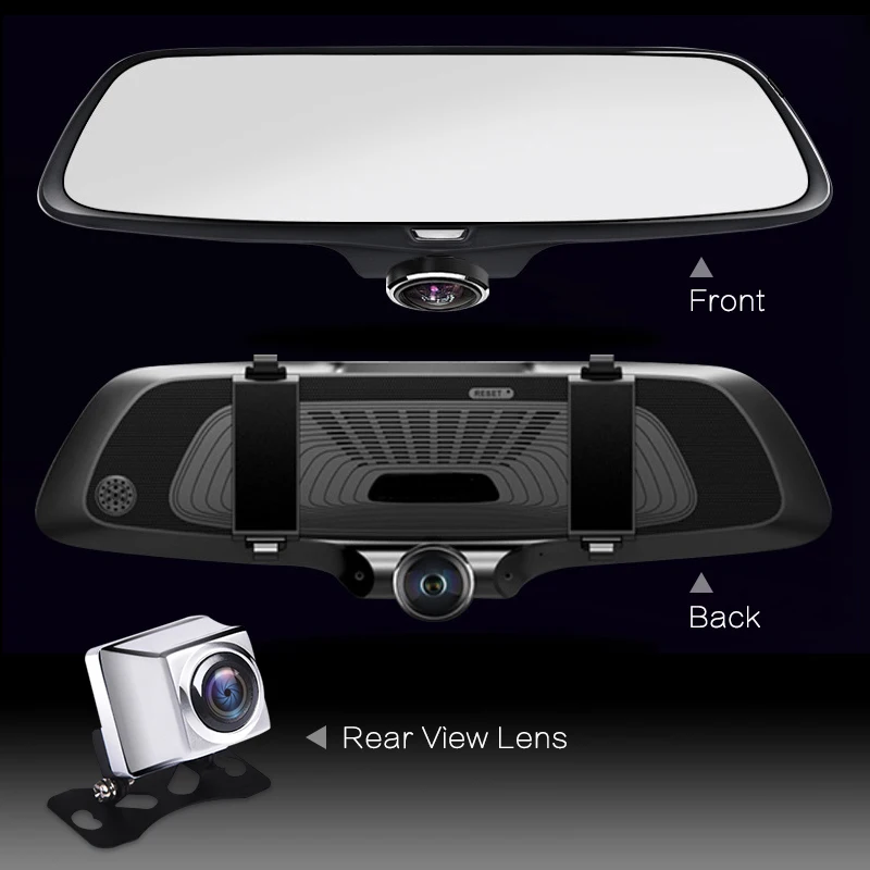 Сенсорный экран автомобиля Dvr с двойными линзами 5 дюймов HD 1440P Dash Камера ночной