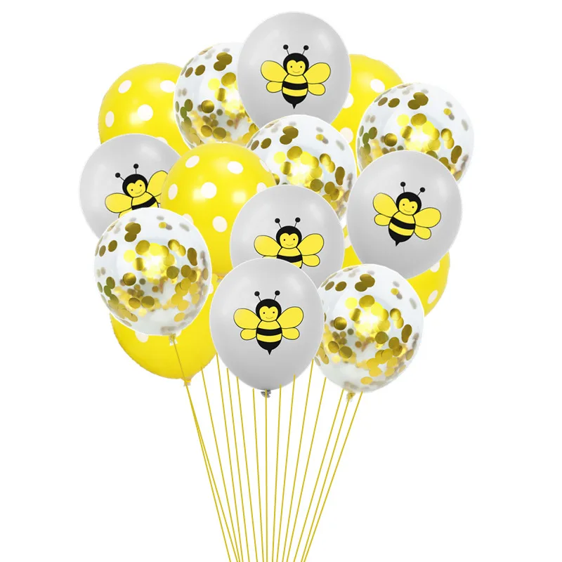 Leeiu/Детские воздушные шары из фольги с изображением божьей коровки и пчелы на день рождения, желтые шары в горошек, латексные воздушные шары с изображением животных на день рождения