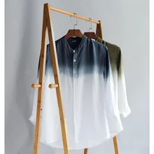 Весенне-осенняя мужская модная брендовая винтажная льняная рубашка с длинными рукавами в японском стиле мужские повседневные приталенные тонкие рубашки