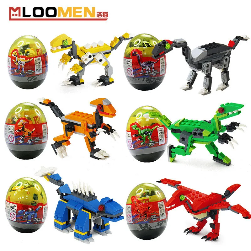 

New Arrival 6pcs/set Egg Building Block Small Dinosaur Series Educational Bricks Toy Children legoeings