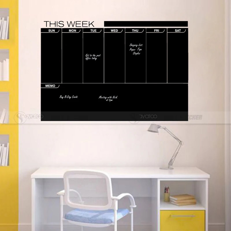 На этой неделе планировщик со стирающимися чернилами доске Calendar Memo виниловые наклейки на стены наклейки 56x82 см