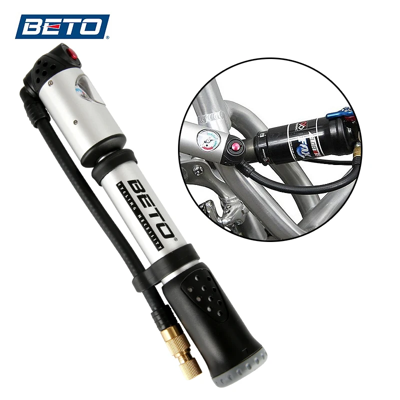 Online BETO de mano portátil Mini bomba de neumáticos tenedor Inflador de aire bomba de bicicleta Manguera con calibre 300 Psi de alta presión bomba de bicicleta MP 036 AV FV