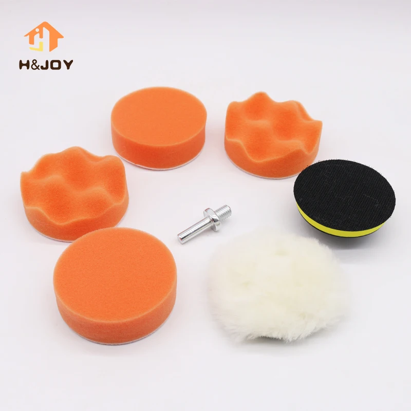 

7 Pcs Power Scrubber Drill Adapter Polished sponge pad 3 inch Buffing Pad Auto Car Home Cleaning kit Set Power Scrubbing tools