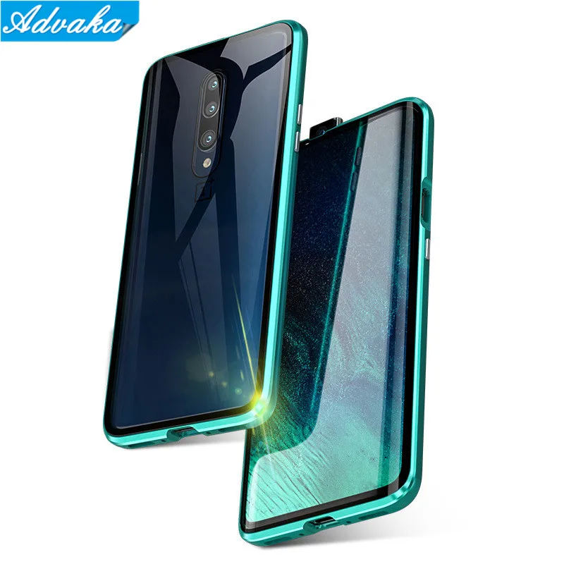 

Advaka Anti-knock Strong Magnetic Double-side Tempered Glass Sheet Case For Oneplus 1+ 6 6T 7 7Pro Full Protection Phone Case