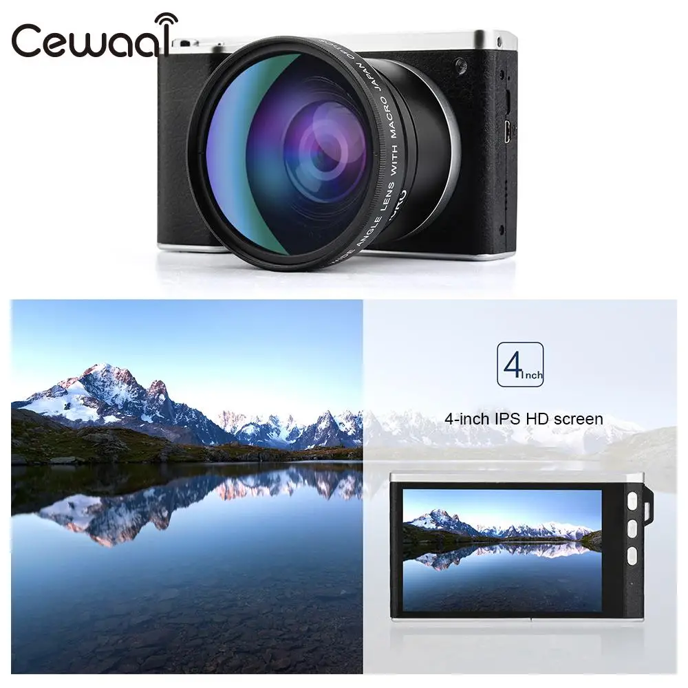 Camcorder HD Camera IPS Touch Screen 24MP CMOS Support SD Card Highly Sensitive High Performance DSLR 12X optical zoom camera