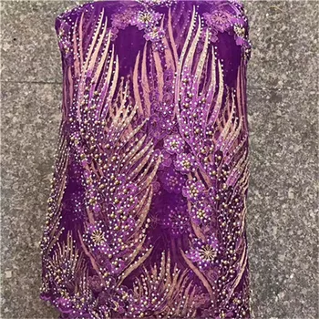 

Nigerian Lace Fabrics For Wedding 2017 African Lace Fabric With Stone High Quality orange Embroidery French Lace purple