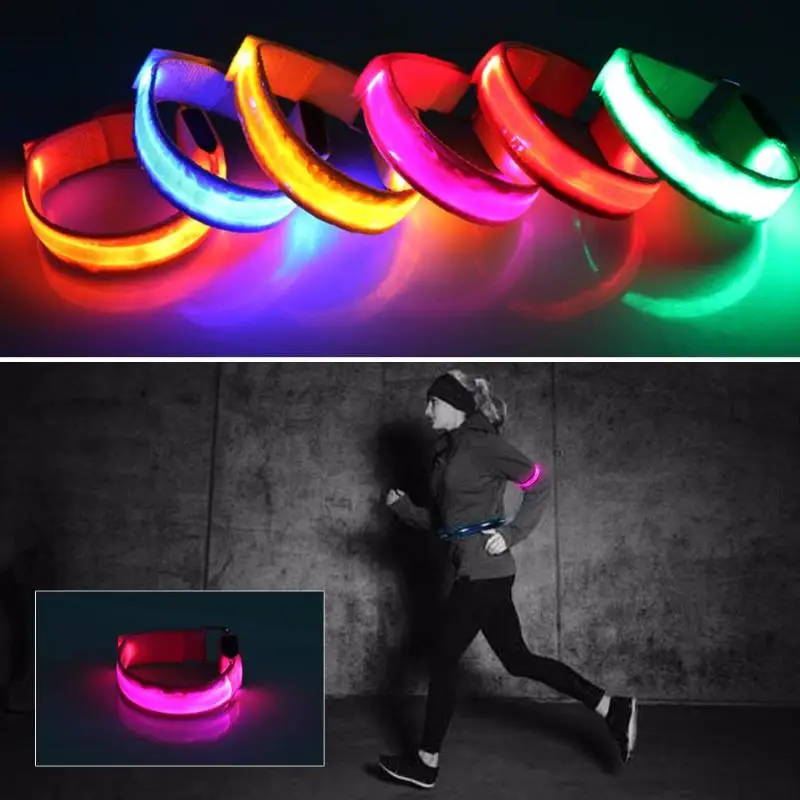 1pcs Outdoor Reflective Night Running Light Safety Jogging LED Arm Leg Warning lamp Wristband