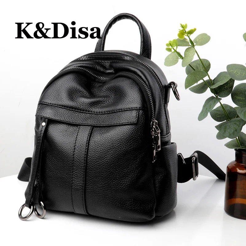 

High Quality Women Designed Backpacks 2018 New Fashion Softback Bag For Girls Genuine Leather Solid Casual Female Backpack