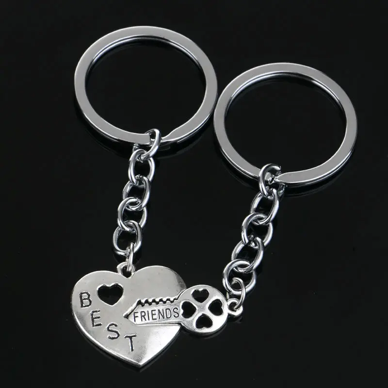 Gift Dad Mom Lover Best Friends Keyring Keychain Heart Pendant Charm Key Ring