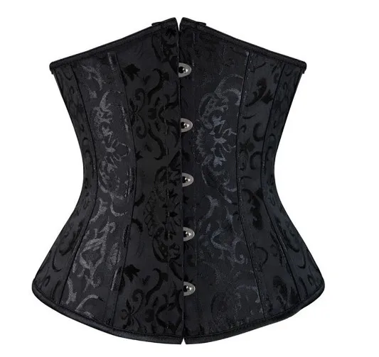 

Sexy Womens Lace Up Cincher Boned Satin Jacquard Floral Underbust Corsets Waist Trainer Brocade Bustiers Steampunk Clothing