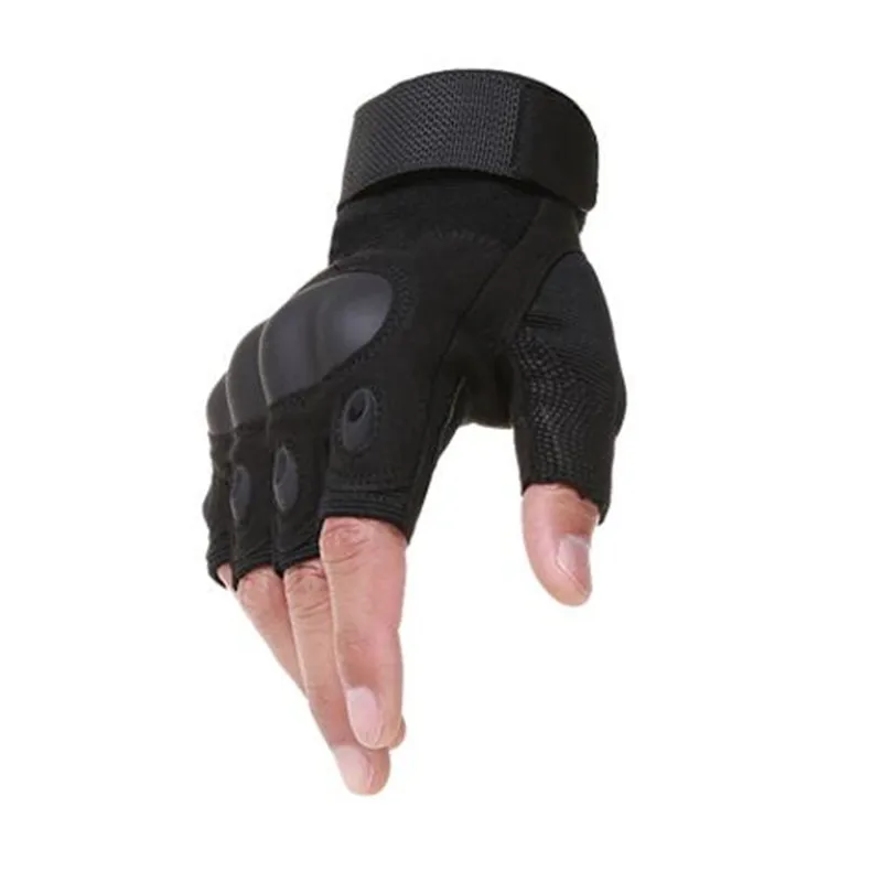 Тактические перчатки без пальцев военные армейские спортивные стрельбы Пейнтбол страйкбол перчатки без пальцев черного цвета перчатки с половинными пальцами - Цвет: Черный