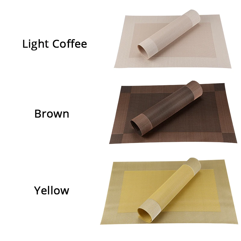  Top Finel 4pcs/lot PVC Decorative Vinyl Placemats for Dining Table Runner Linen Place Mat in Kitche