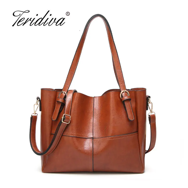

Teridiva Women's Handbag Ladies Pathwork Women Leather Handbags Casual Tote Shoulder Bags Vintage Bag Bolsas Femininas Purse