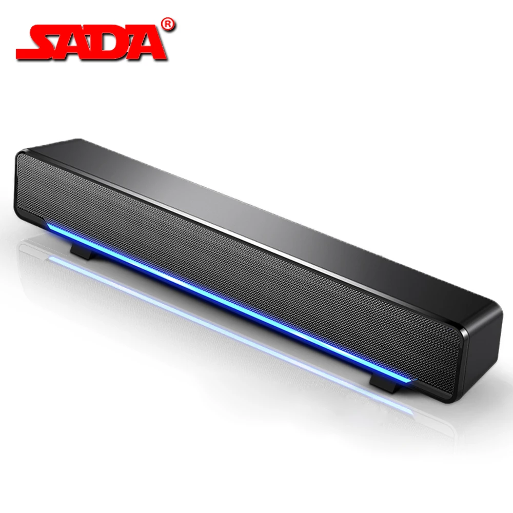 

SADA V-196 USB Wired Computer Speaker Bar Stereo Subwoofer Powerful Music Player Bass Surround Sound Box 3.5mm Audio For PC