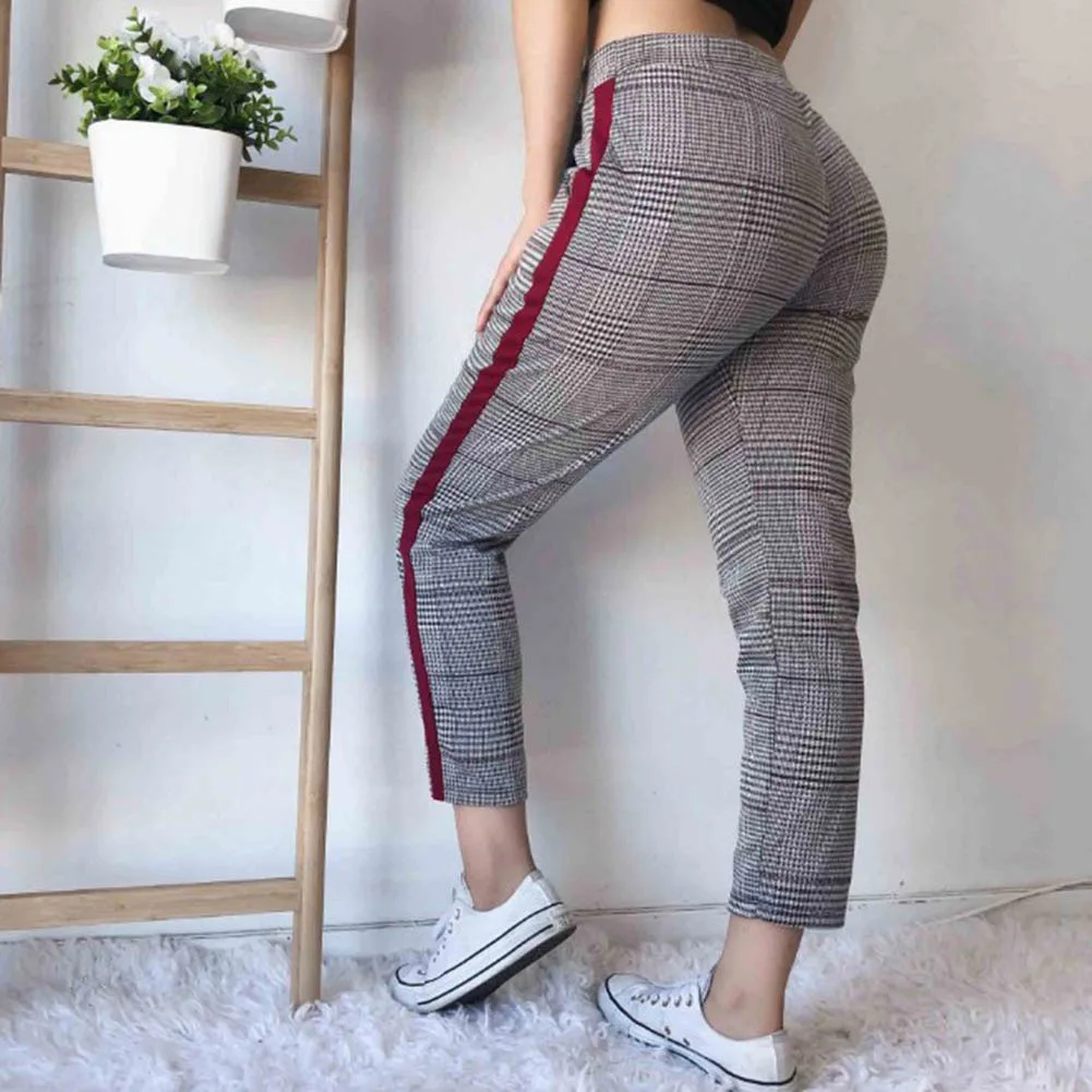 YJSFG HOUSE Fashion Womens Pencil Pants Strip Skinny High Waist Ladies Stretch Pencil Pants Trouser Female Autumn Plaid Pants YJSFG HOUSE Fashion Womens Pencil Pants Strip Skinny High Waist Ladies Stretch Pencil Pants Trouser Female Autumn Plaid Pants