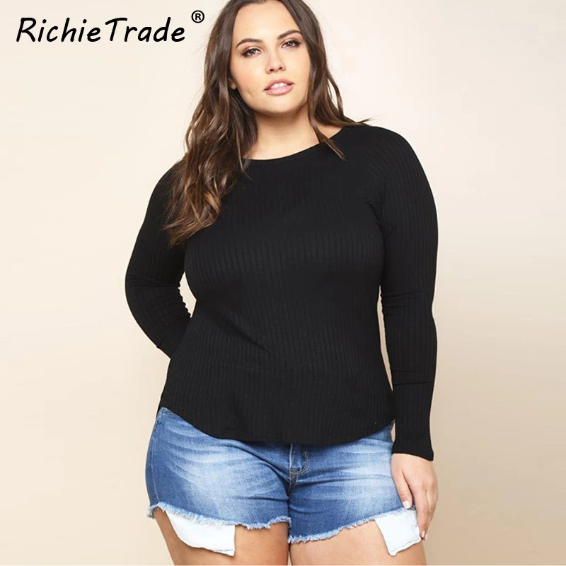Женская футболка с открытой спиной RICHIETRADE однотонная черная Весенняя длинным