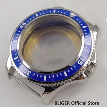 BLIGER 44 мм синий керамический вращающийся ободок 316L нержавеющая сталь чехол для часов подходит ETA 2836 MIYOTA 8215 821A DG 2813 механизм