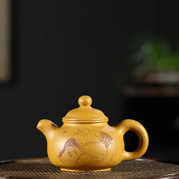 

Yixing Enameled Pottery Teapot Full Manual Raw Ore Gold Section Mud Buddha Pan Pot Kungfu Online Teapot Tea Set Gift Wholesale