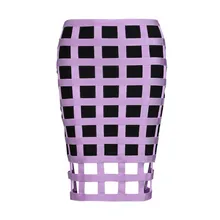 Top Quality Celebrity Purple Black Plaid Tight Bandage Skirt Elegant Party Bodycon Skirt