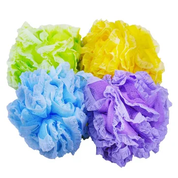 

4Pieces Eco Friendly Mesh and Lace Bath and Shower Pouf Sponge - 4 Different Random Colors