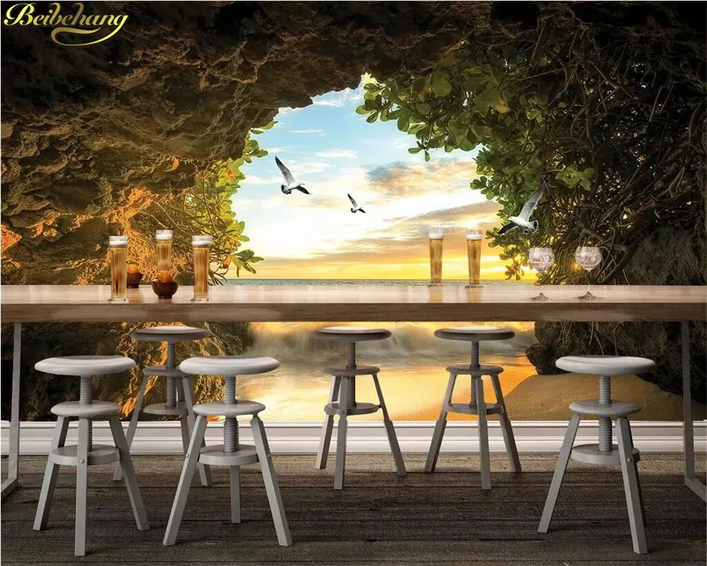 beibehang Custom wall paper mural cave seagull 3D TV background wall papers home decor papel de parede 3d wallpaper
