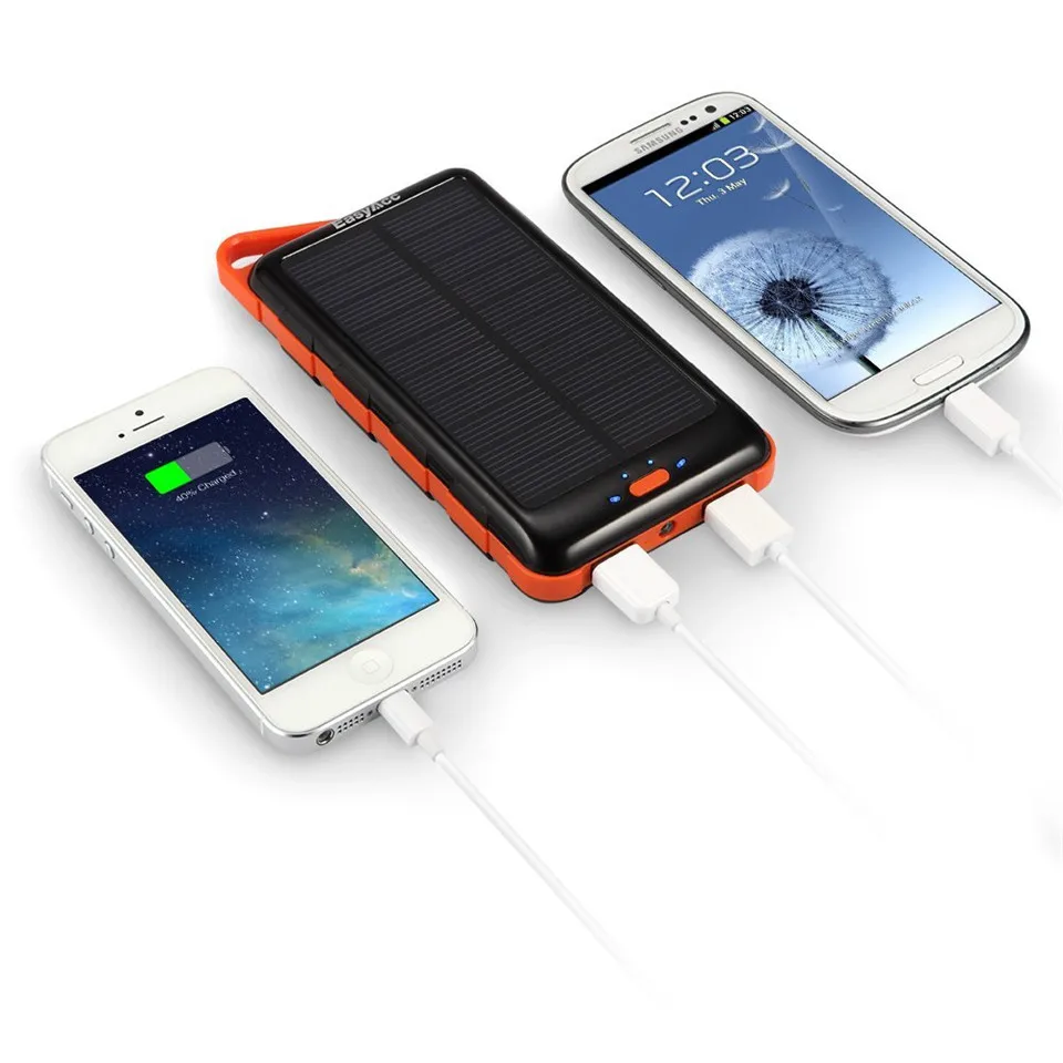 Easyacc 15000mAh Power Bank With Solar Panel and Flashlight External Battery Portable Charger for Samsung HTC Tablets|power bank with solar|15000mah