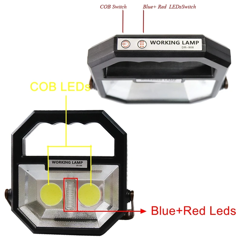 COB Светодиодный фонарь, Рабочий фонарь, портативный фонарь, зарядка через usb, с крючком, Мобильный Внешний аккумулятор для наружного фонаря