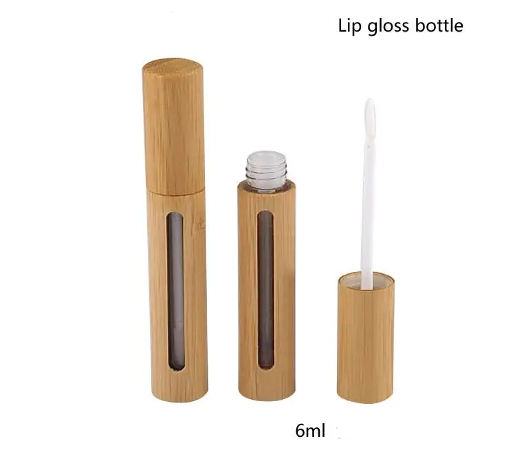 

100pcs Empty 6ml Bamboo Lip Gloss Tube Makeup Mascara Bottle Cosmetic Eyeliner Eyelash Tube Refillable Container SN1692