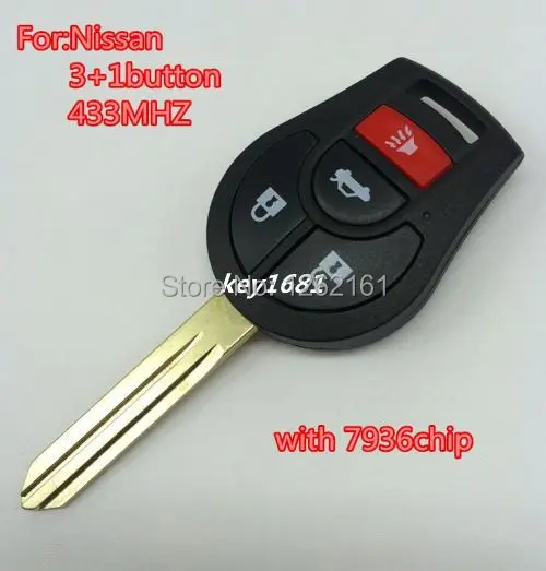 3+1 button remote control 433mhz for nissan sunny car key with ID46