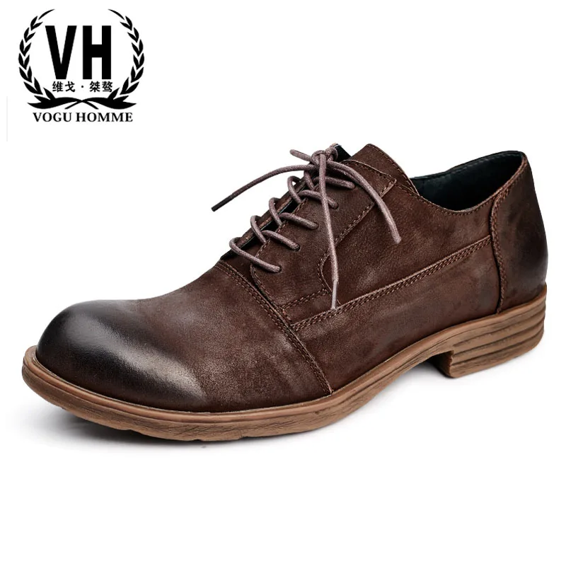 

spring and autumn 2018 new men's business casual shoes British retro shoes men Genuine leather lace bullock shoes male