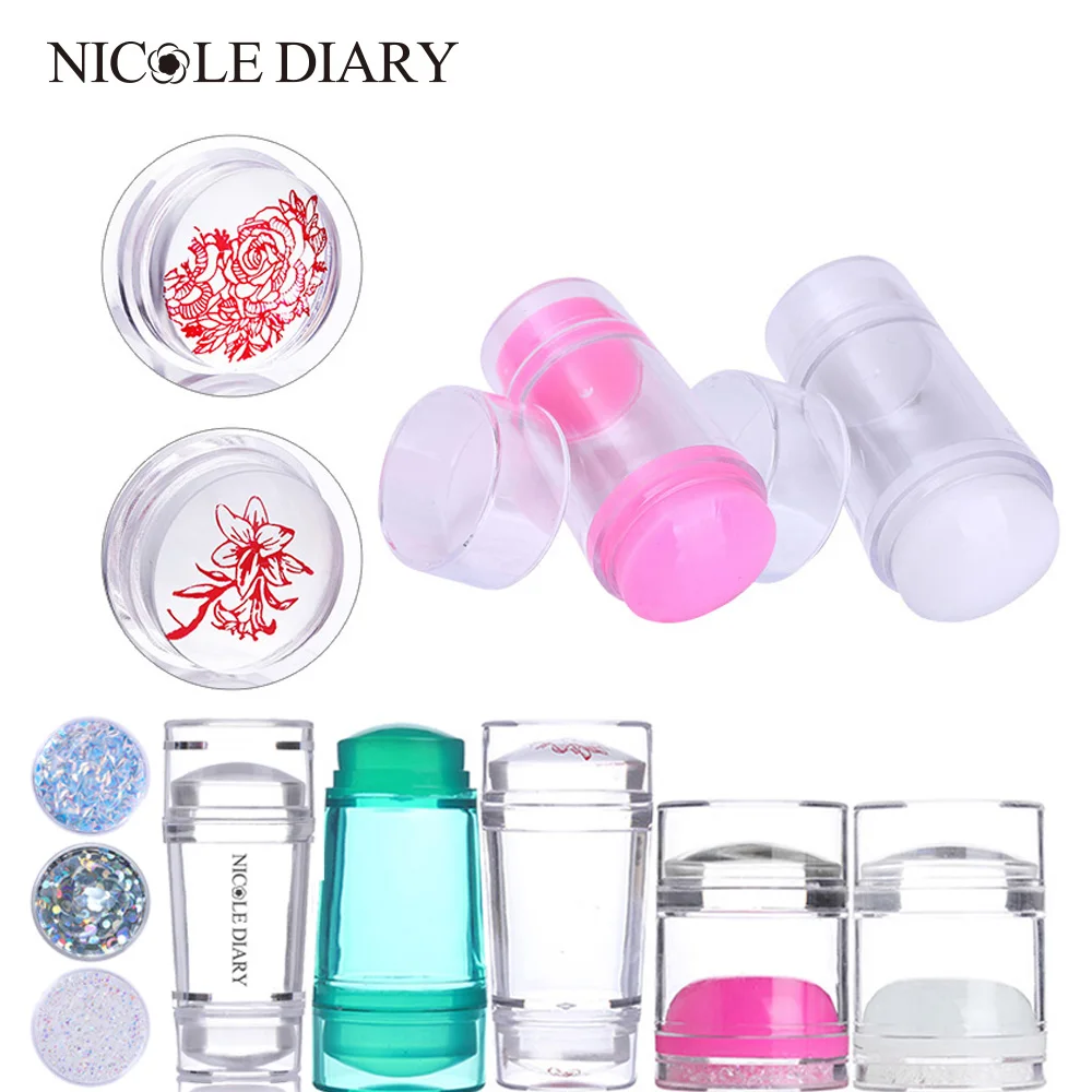 Buy Dual ended Nail Stamper Silicone with Rhinestone