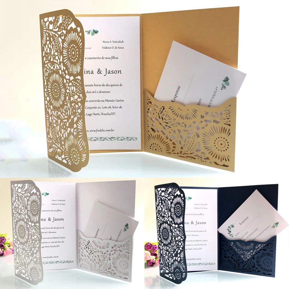 

10pcs New Laser Cut Wedding Invitations Cards Set/Flower Greeting Cards/Custom Business Invitations Cards Party Decor Supplies