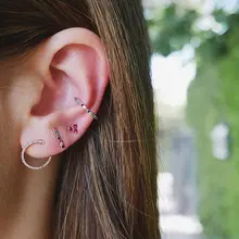 Новинка, модные 925 пробы, сверкающие, блестящие, цветные, прямоугольные, маленькие CZ милые сережки-шпильки, для женщин и девушек, хорошее ювелирное изделие, подарок