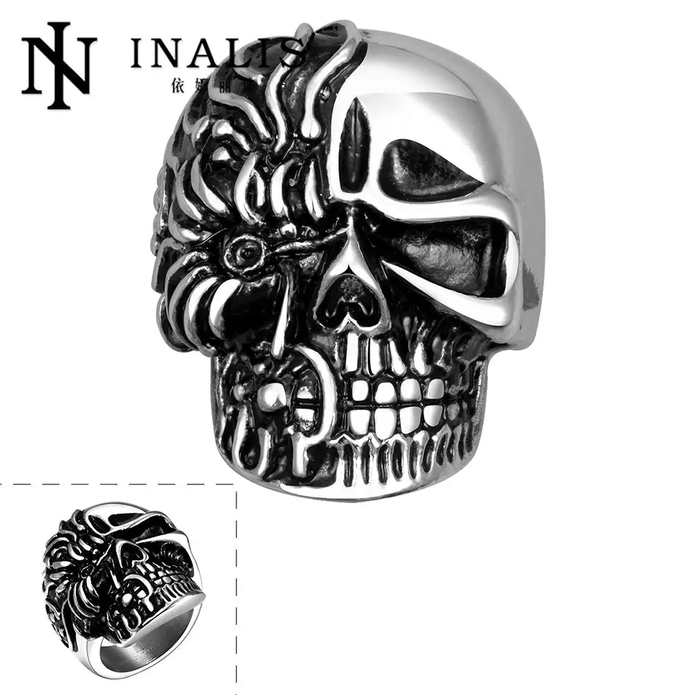 

Punk Men Ring Black Titanium Male Ring High Quality Jewelry 316L Titanium Steel Skull Rings For Men