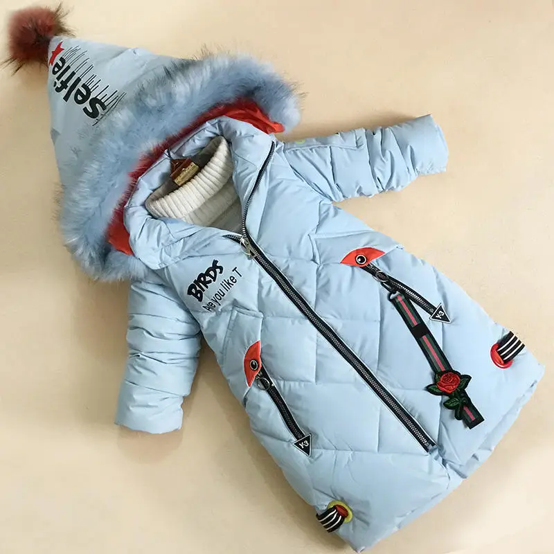 

BibiCola girls winter down parkas kids fashion long thick warm snowwear coats for baby girls hoodies outerwear children clothing