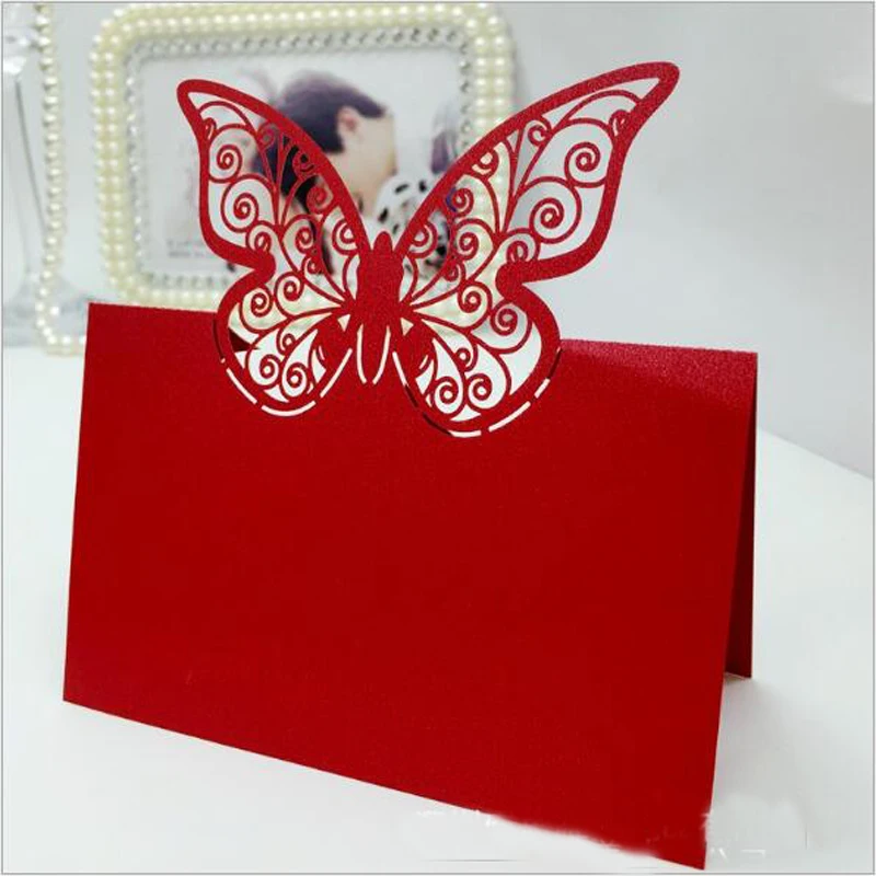 50pcs Butterfly Laser Cut Table Name Place Cards Favor Name Message Setting Card Baby Shower Wedding Birthday Party Supplies (8)