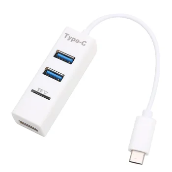 

1 Set Type C USB3.1 to 3-Ports USB2.0 Micro-SD TF Card Hub Reader Adapter for Macbook High Speed