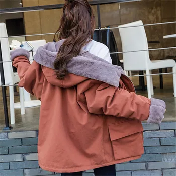 

2019 Winter Parkas New Large Size Women Fashion Wild Cotton Jackets Plus Velvet Thick Warm Cotton Coats Female Outerwear TTT175