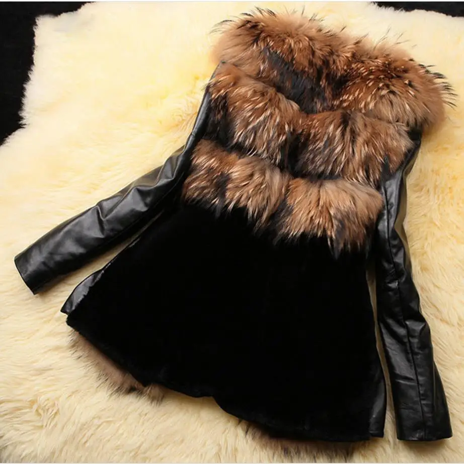 Женские зимние теплые куртки из искусственного меха, пальто из искусственной кожи в стиле пэчворк, женские пальто размера плюс 3XL