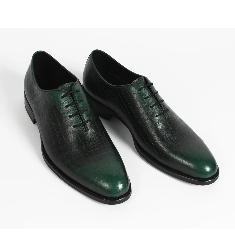 VIKEDUO/ г.; мужские классические туфли в винтажном стиле; клетчатые Свадебные офисные туфли; Мужская обувь из натуральной кожи; оксфорды; Patina zapatos hombre - Цвет: green