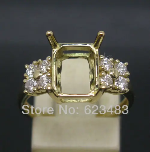 

Emerald Cut 7x9mm Solid 14Kt Yellow Gold Natural Diamond Semi Mount Ring