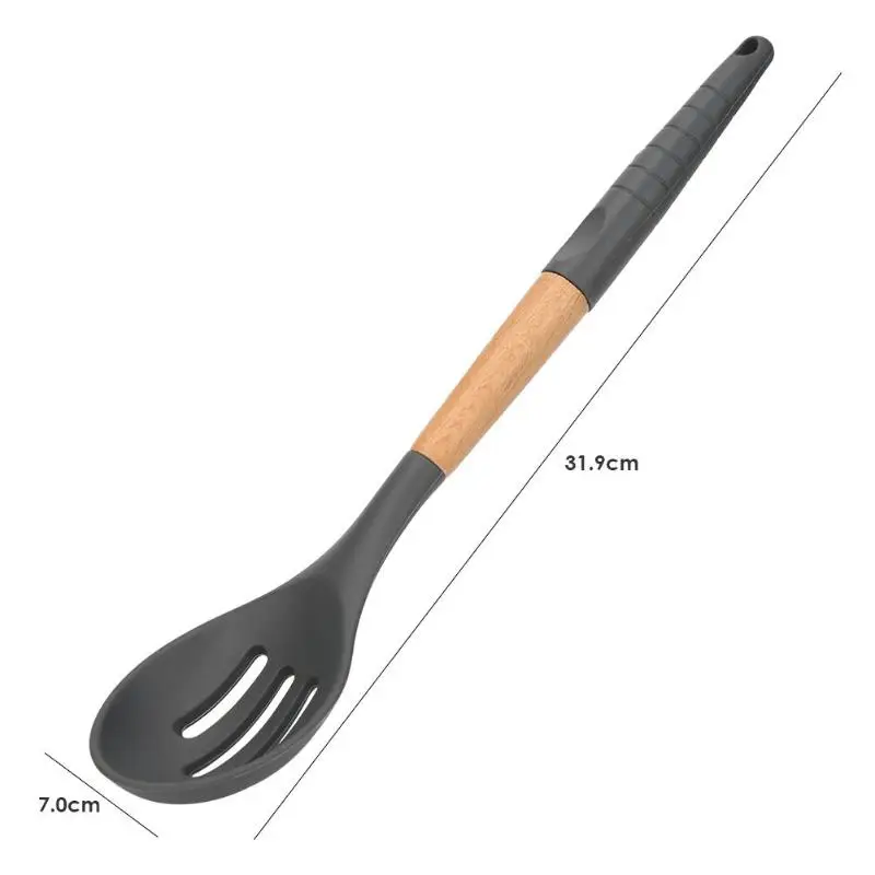 1 шт. кухонная утварь инструмент с ручки из бука для приготовления пищи силиконовая деревянная кухонная посуда лопатка приспособления для выпечки - Цвет: B