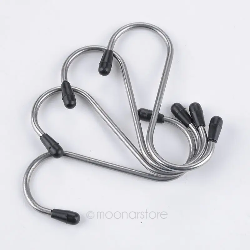 

New Arrival 4Pcs 1set S Shape Hooks Stainless Steel Hanger Clasp Rack Clothes Pot Pan bathroom accessories