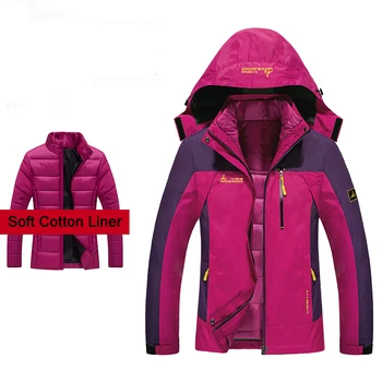 

Winter 2 Pieces Women's Jackets Outdoor Sport Waterproof Cotton-padded Coats Warm Hiking Camping Hiking Plus Size Female Jacket