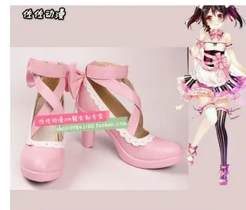 

Japanese Anime Love Live Yazawa Nico Cosplay Shoes Comic Con Nico Pink Lolita High Heel Shoes any size