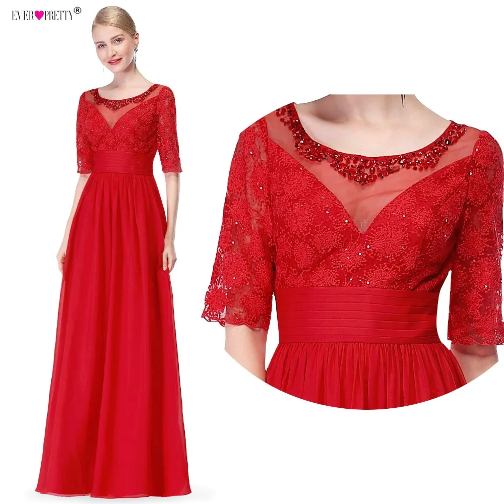 

Ever Pretty Mother Of The Bride Dresses Women EP08655 Half Sleeve Crystal Wedding Party Floor Length Black Mother Elegant Dress