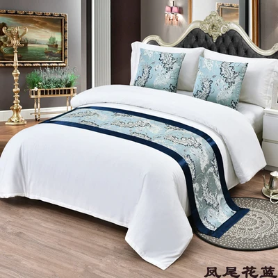 1 шт. 50x180 см 50x260 см синий Феникс цветок кровать бегун для домашнее постельное белье покрытие свадьбы украшения высокого класса отель накидки на кровать